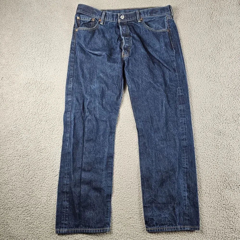 Levis 501 Jeans Mens 38x29 Blue Original Fit Straight Buttonfly Rigid Workwear